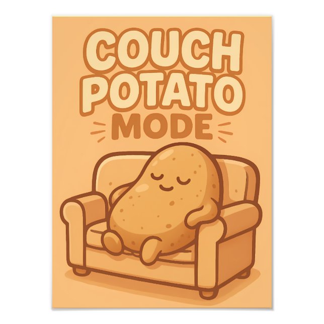 Couch Potato Mode Funny Lazy Design Photo Print (Front)
