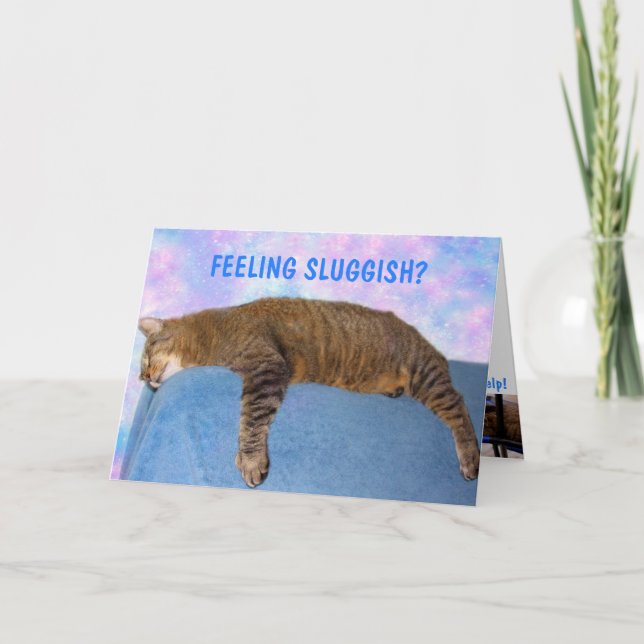 Couch Potato Sluggish Cat Get Well Card (Front)