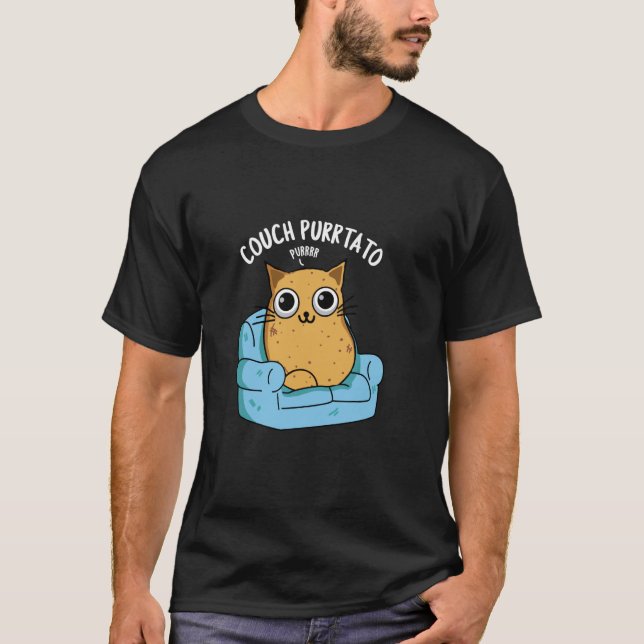 Couch Purr-tato Funny Potato Pun T-Shirt (Front)