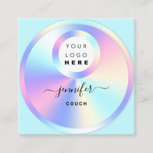 Couch Therapist Holograph QR Code Logo Photo Aqua Square Business Card
