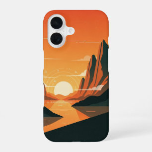Coucher de Soleil Vintage sur les Montagnes iPhone 16 Case