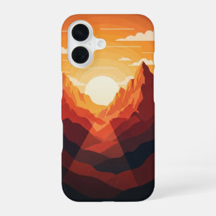 Coucher de Soleil Vintage sur les Montagnes iPhone 16 Case