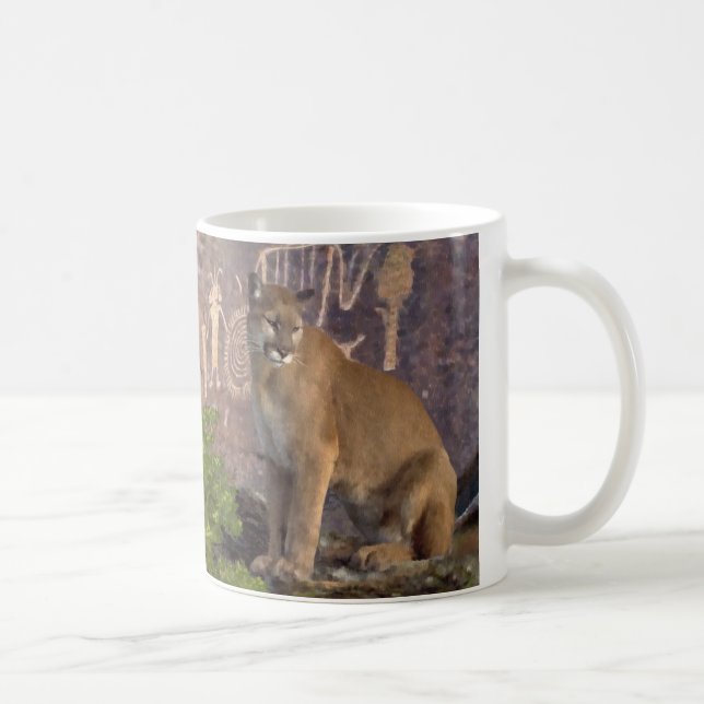 Cougar and Pictographs Coffee Mug (Right)