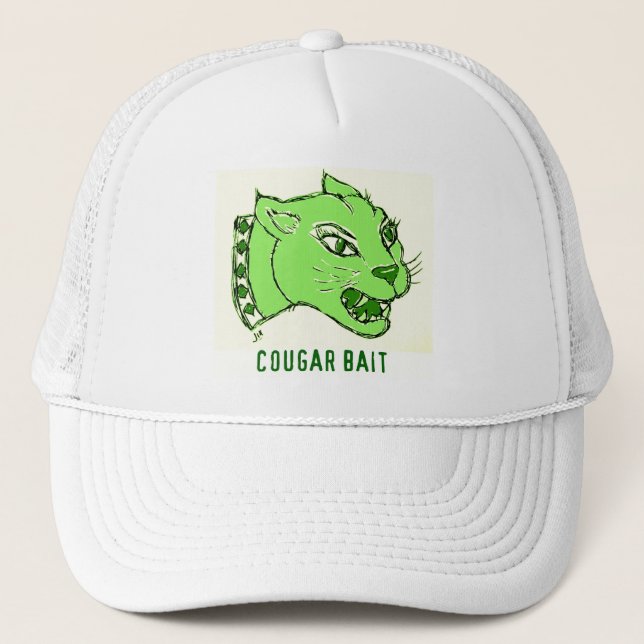 COUGAR BAIT PRINT IN GREEN TRUCKER HAT (Front)