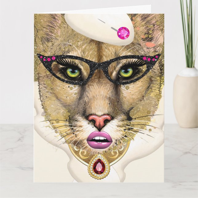 COUGAR - BIRTHDAY - SEE BACK Folded Greeting Card (Front)