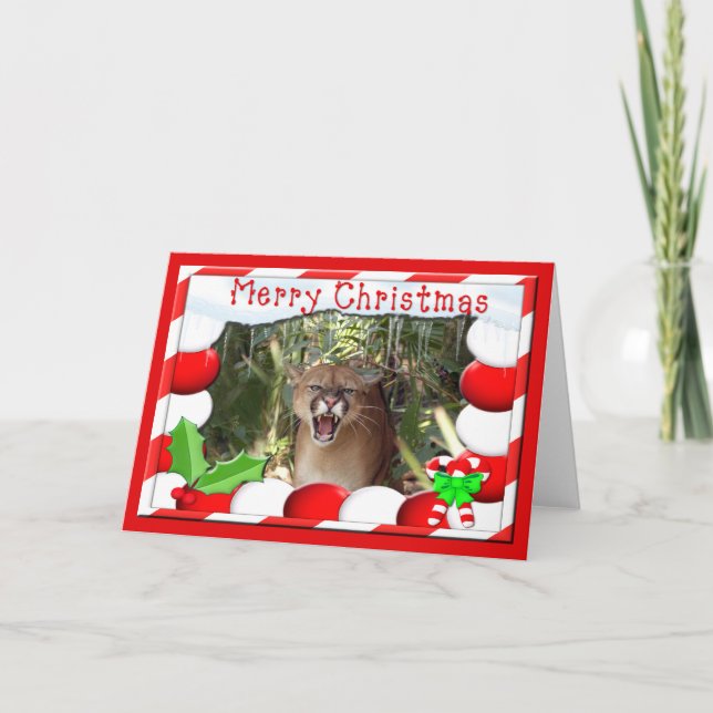 Cougar Christmas Greeting Card (Front)