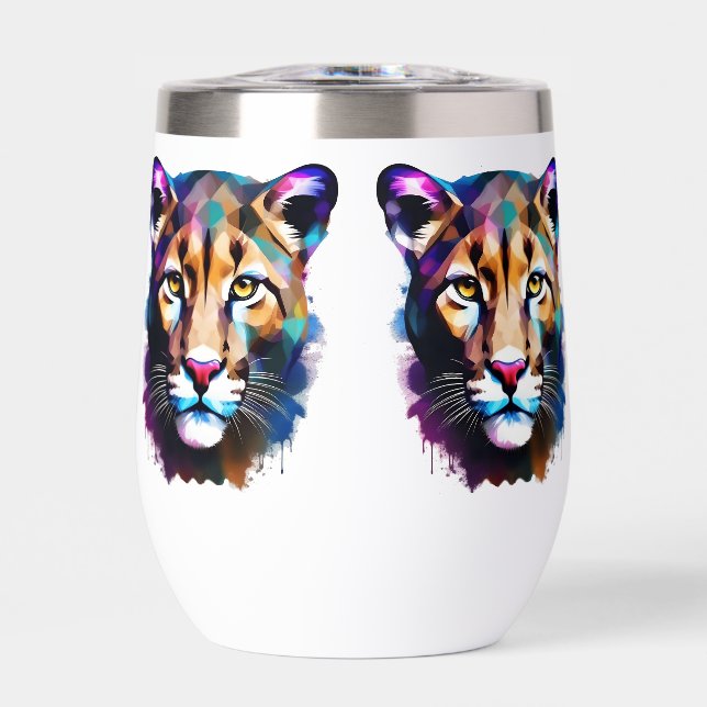 Cougar Colour Splash Abstract Art, (Front)