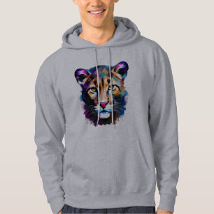 Cougar Colour Splash Abstract Art, Hoodie