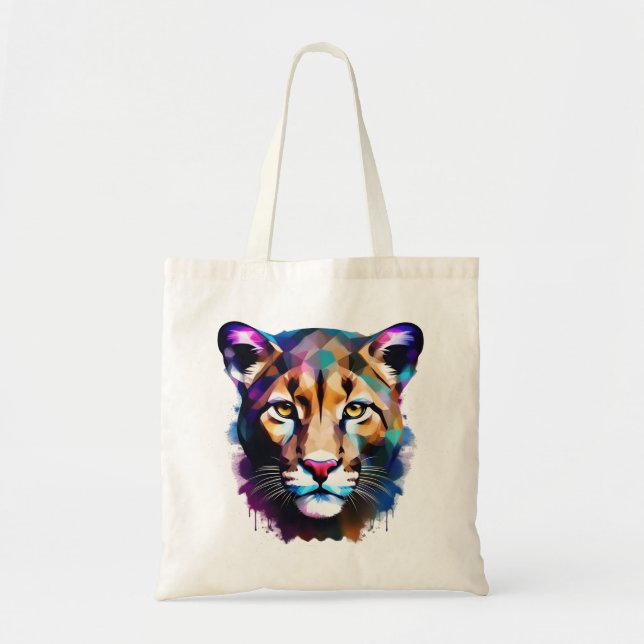 Cougar Colour Splash Abstract Art, Tote Bag (Front)