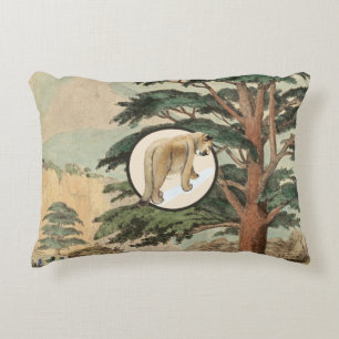 Cougar In Natural Habitat Illustration Decorative Cushion
