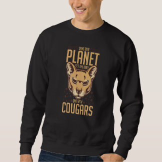 Cougar Mountain Lion Animal Cat Head Cute Wildcat  Sweatshirt