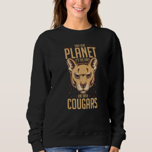 Cougar Mountain Lion Animal Cat Head Cute Wildcat  Sweatshirt