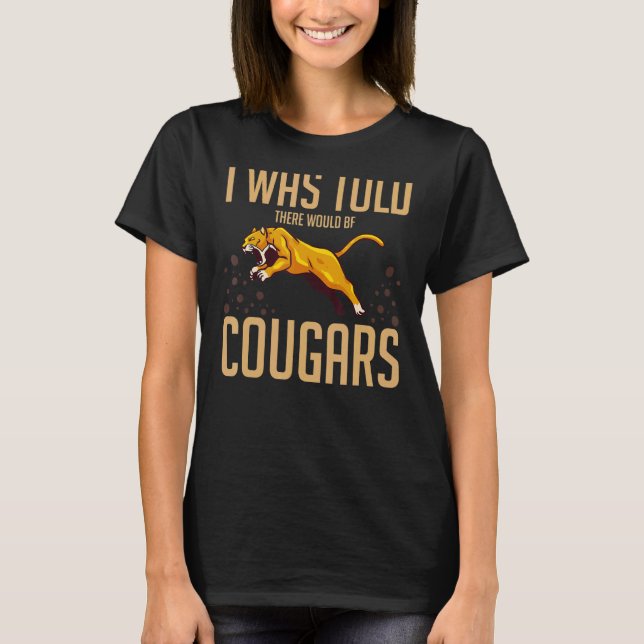 Cougar Mountain Lion Animal Cat Head Funny Cute Wi T-Shirt (Front)