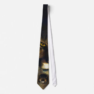Cougar Mountain Lion Big Cat Painting 3 Tie