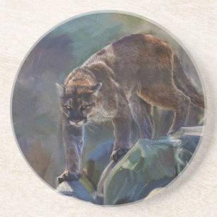 Cougar Mountain Lion Big Cat Painting 5 Coaster