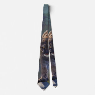 Cougar Mountain Lion Big Cat Painting IV Tie