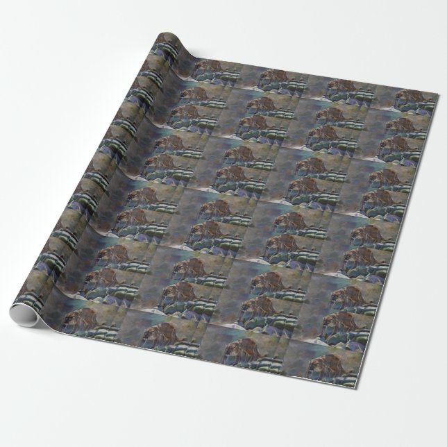 Cougar Mountain Lion Big Cat Painting IV Wrapping Paper (Unrolled)