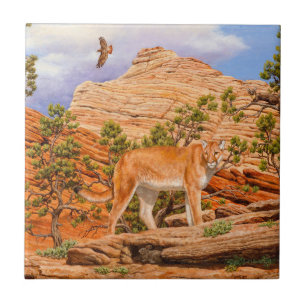 Cougar Mountain Lion In Zion National Park Ceramic Tile