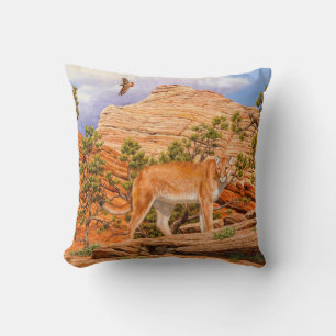 Cougar Mountain Lion In Zion National Park Cushion