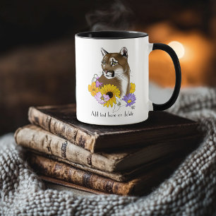 Cougar Mountain Lion Puma Flowers Mug