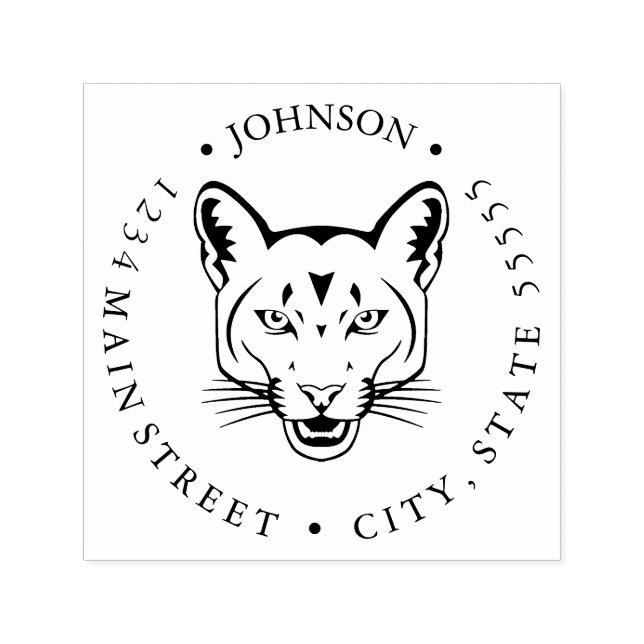 Cougar Mountain Lion Puma Return Label Self-inking Stamp (Design)