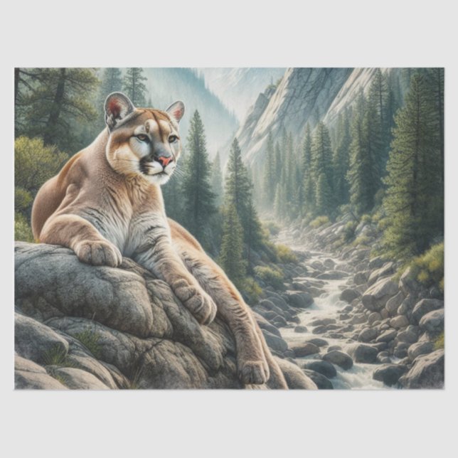 Cougar Mountain Lion Wildlife Tissue Paper (Front)