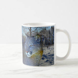 Cougar Mountain Lion & Winter Tree Coffee Mug