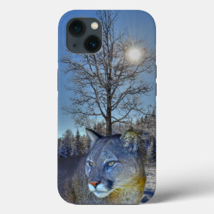 Cougar Mountain Lion & Winter Tree iPhone Case