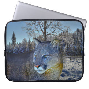 Cougar Mountain Lion & Winter Tree Laptop Sleeve