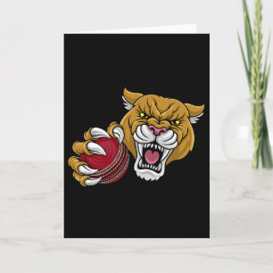 Cougar Panther Mountain Lion Puma Cricket Cartoon Card