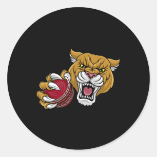 Cougar Panther Mountain Lion Puma Cricket Cartoon Classic Round Sticker