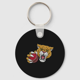 Cougar Panther Mountain Lion Puma Cricket Cartoon Key Ring