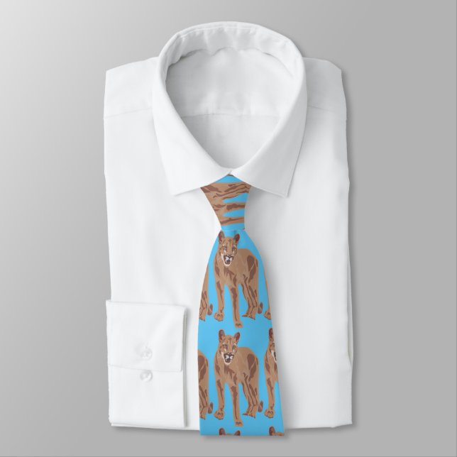 Cougar Puma Mountain Lion Thunder_Cove Tie (Tied)