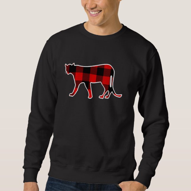 Cougar Red Buffalo Plaid Puma Animal Matching Pj F Sweatshirt (Front)