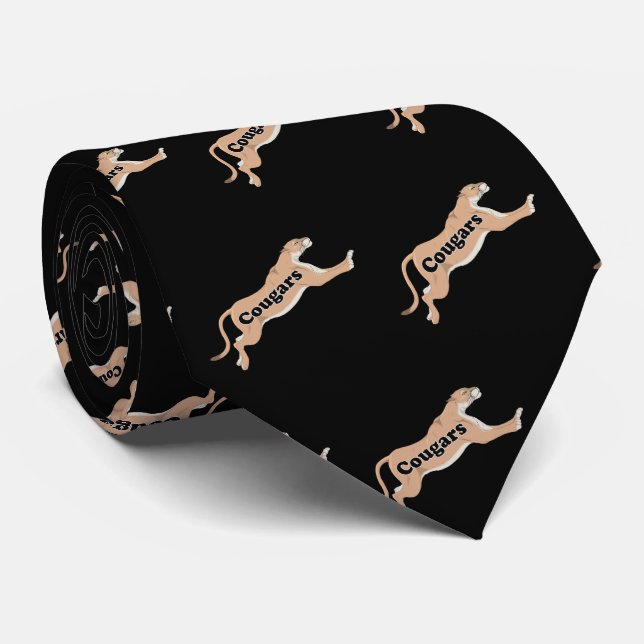 Cougar Team Mascot  Football Basketball Baseball Tie (Rolled)