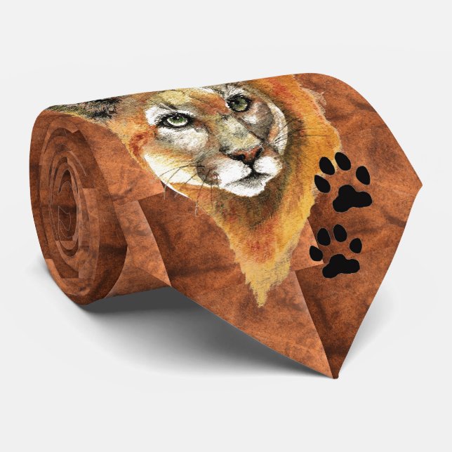Cougar Tracks Nature Neck Tie (Rolled)
