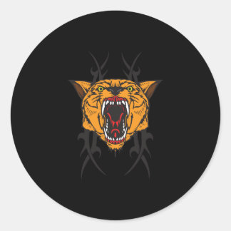 cougar tribal design classic round sticker