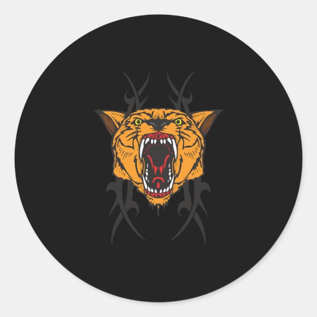 cougar tribal design classic round sticker (Front)