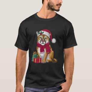 Cougar Xmas Holiday Santa Hat Cougar Christmas T-Shirt