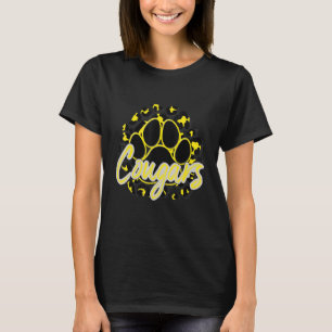 Cougar Yellow Black Cheetah School Sports Fan Team T-Shirt