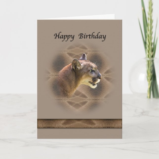 Cougar's Birthday Greeting Card (Front)