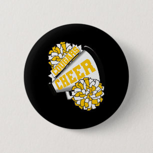 Cougars Cheer Ck To School Cheerleading Spirit Gy 6 Cm Round Badge