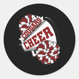 Cougars Cheer Ck To School Cheerleading Spirit M Classic Round Sticker