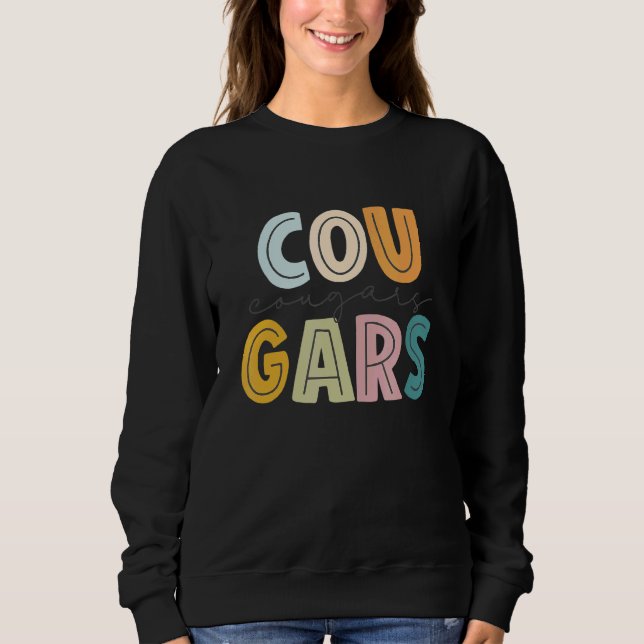 Cougars Mascot School Spirit Sports Cheer Fan Team Sweatshirt (Front)