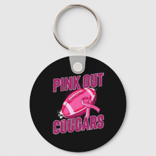 Cougars Pink Out Footbyll Tackle Breast Cancer Key Ring