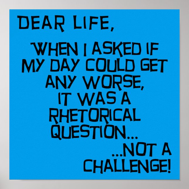 Could It Get Any Worse Funny Poster Sign (Front)