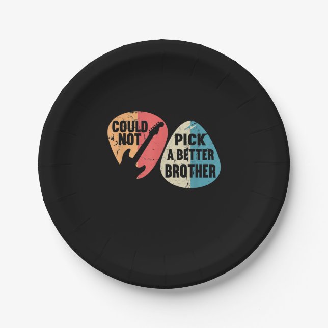 Could Not Pick A Better Brother Guitar T-shirt Paper Plate (Front)