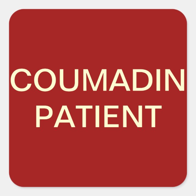 Coumadin Patient Chart Label (Front)
