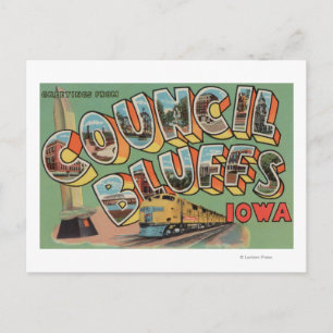 Council Bluffs, Iowa - Large Letter Scenes Postcard