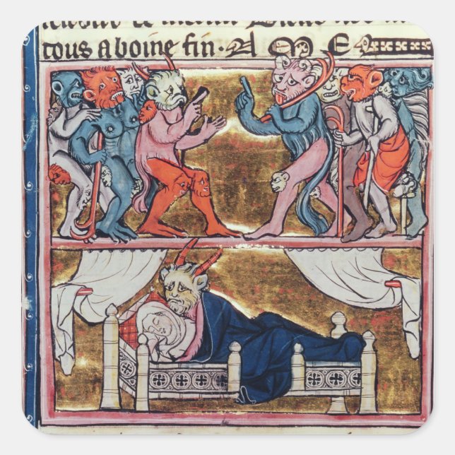 Council of Demons, from 'l'Histoire de Merlin' Square Sticker (Front)